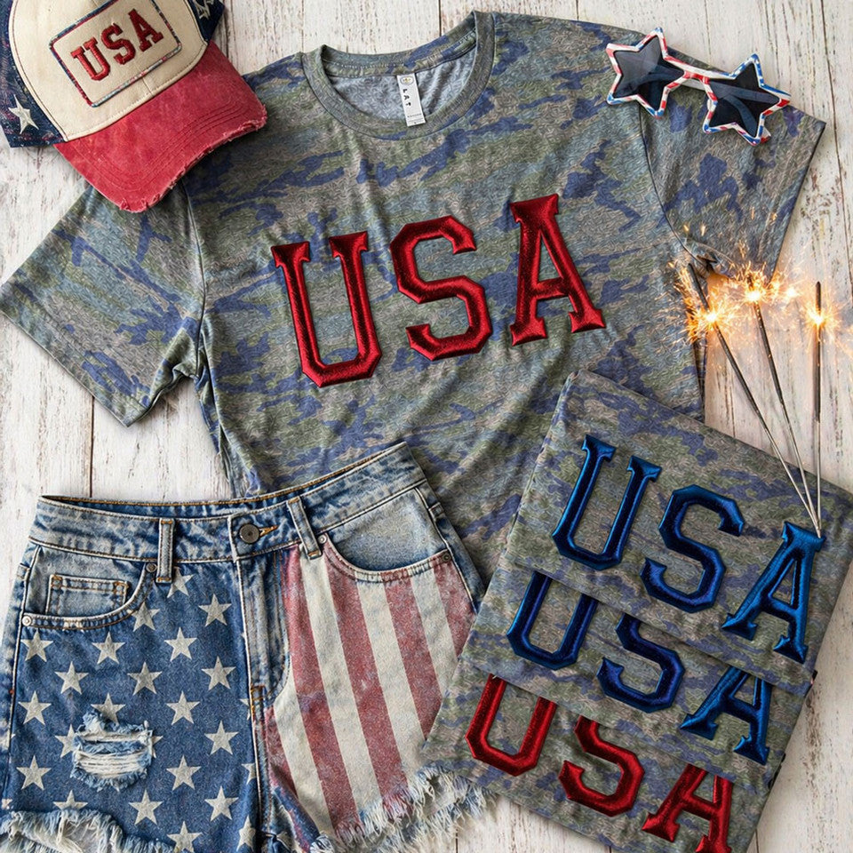 USA Metallic Puff Tee